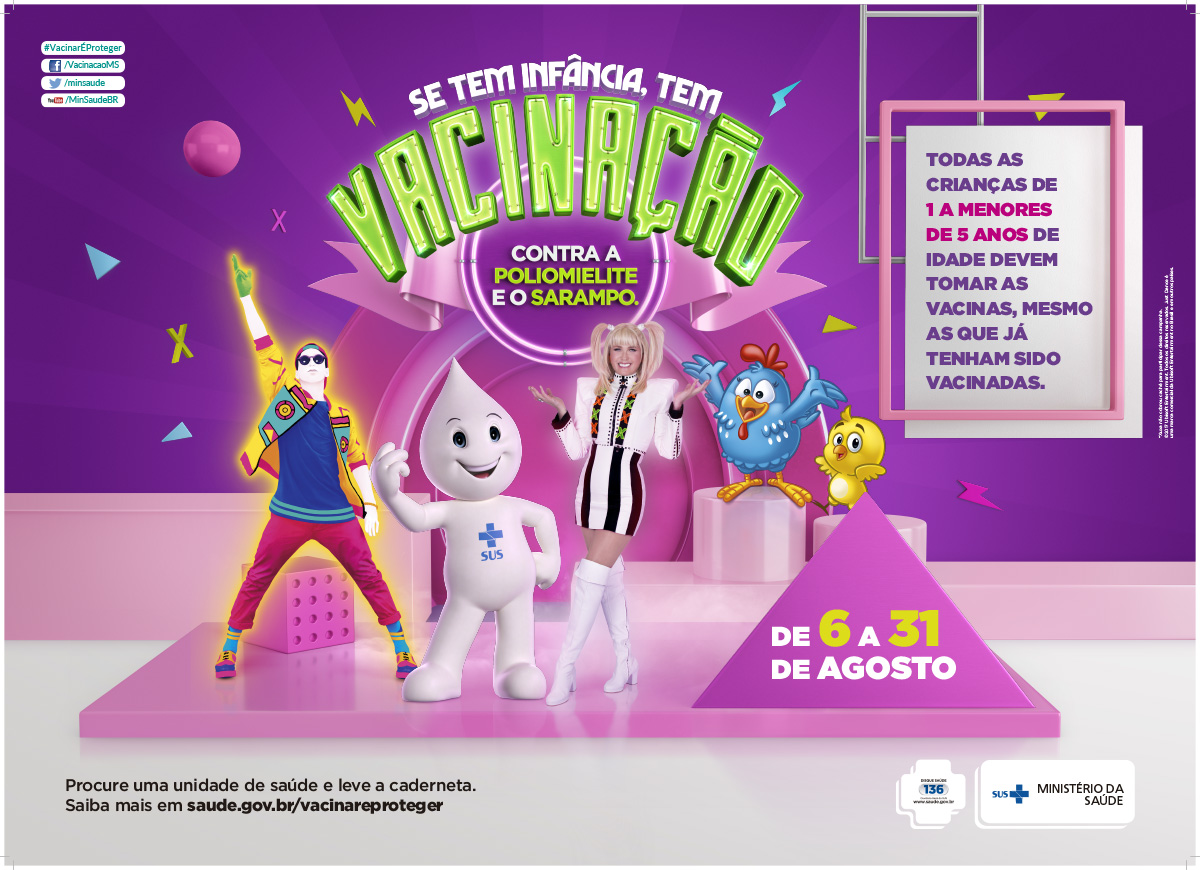 Dia D de Vacinação da campanha contra Poliomielite e Sarampo acontece neste sábado