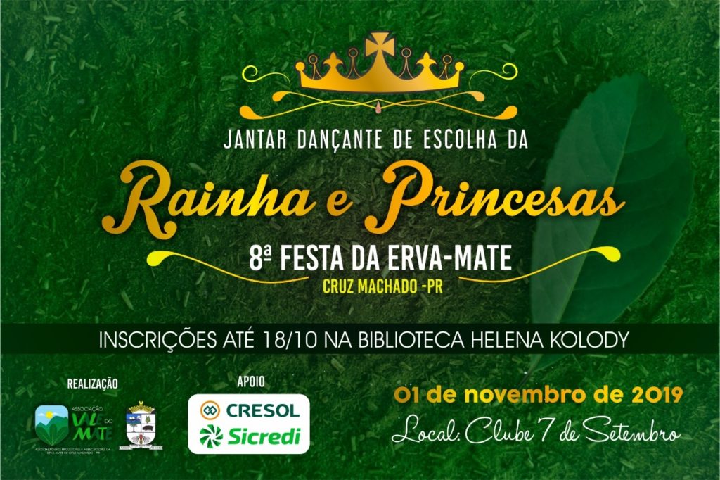 Inscrições abertas para o concurso de escolha da Rainha e Princesas da 8ª Festa da Erva-Mate 2019.